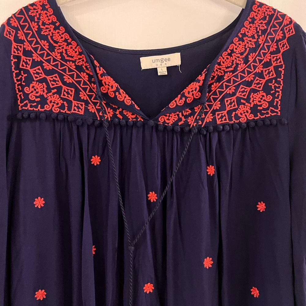 Navy and coral lightweight tunic